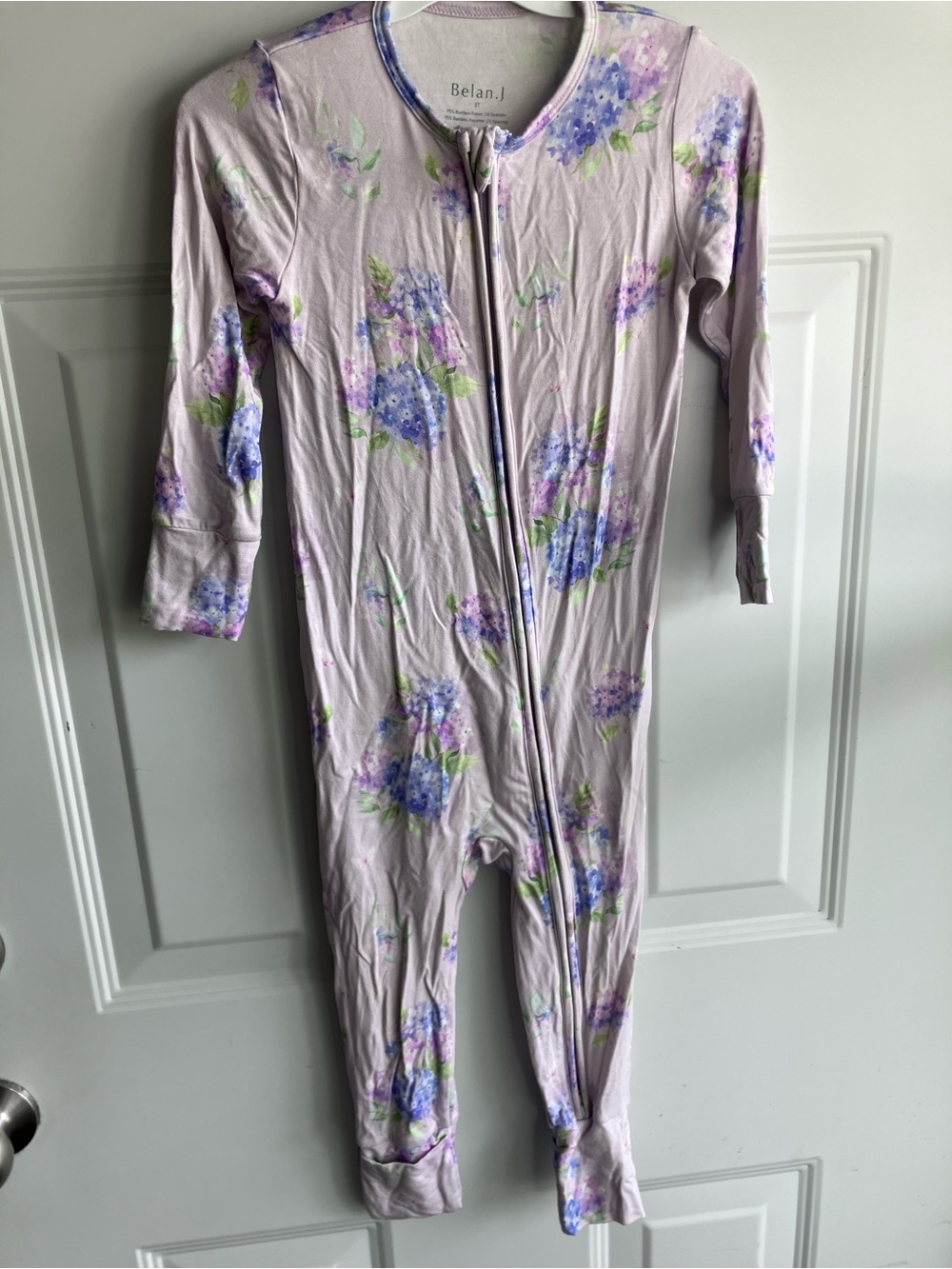 Belan J purple floral bamboo zip sleeper 3T